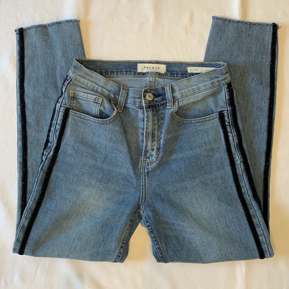 PacSun Vintage Icon Cropped Double Velvet Stripes Jeans